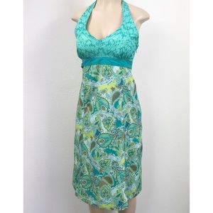 3/25🛍ATHLETA paisley turquoise halter dress Sz 10